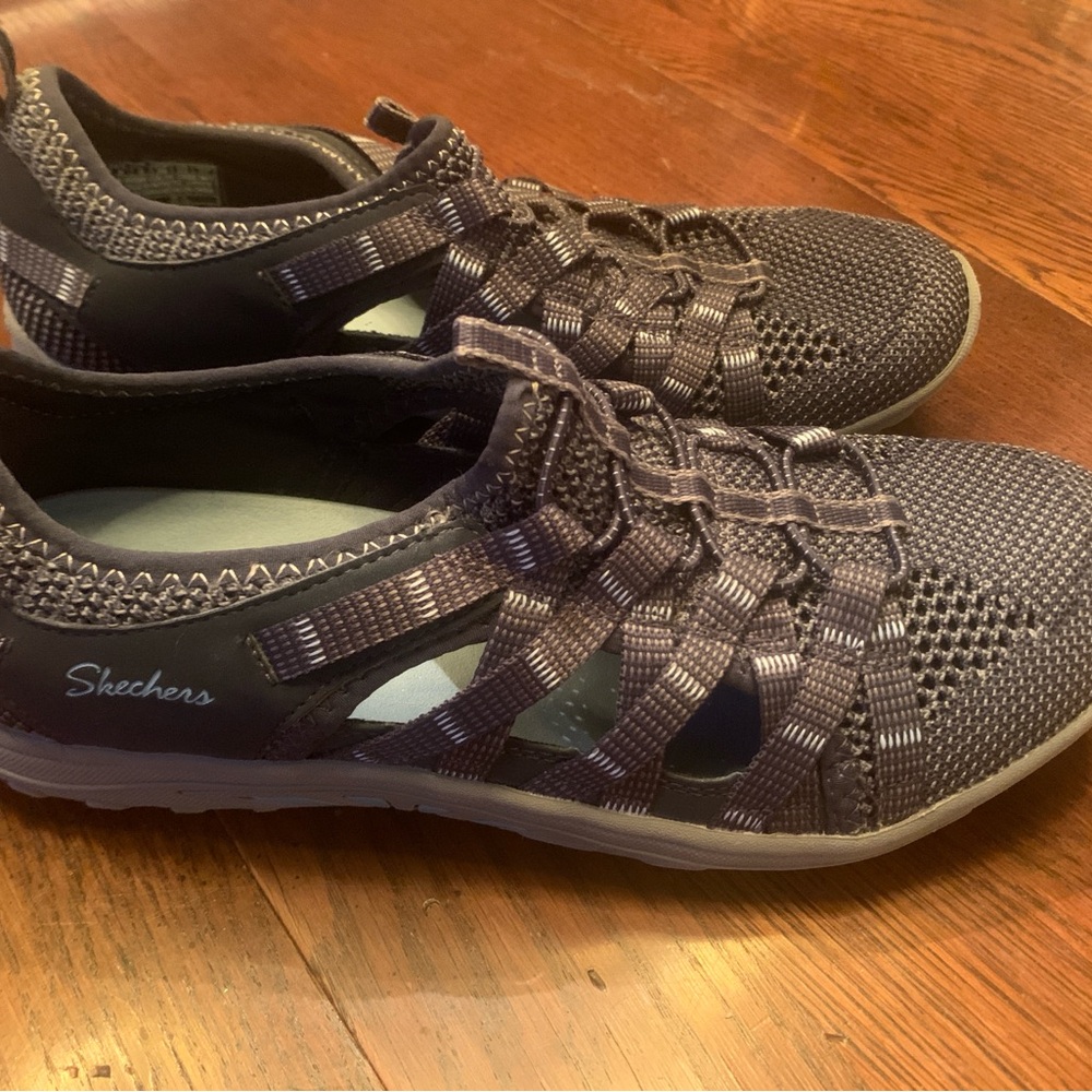 Skechers Black and Gray Woven Sneakers